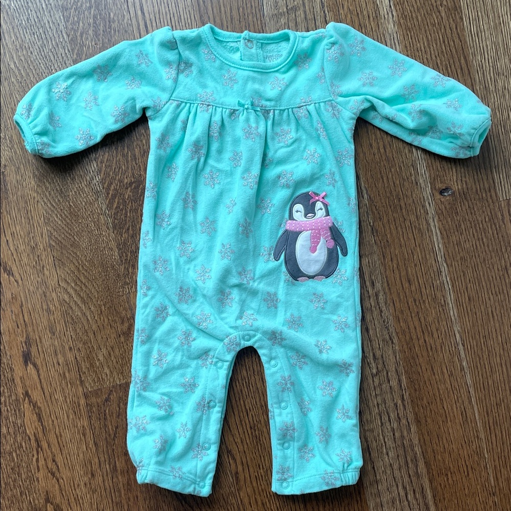 Teal Penguin onesie